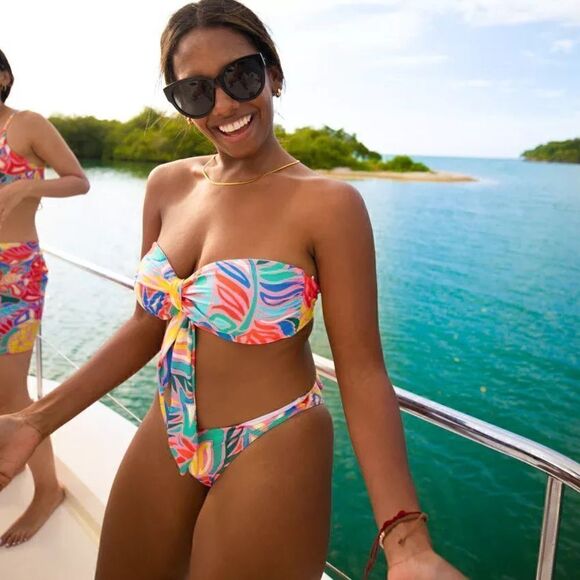 Kenny Flowers The Columbia Front Tie Bandeau Bikini Top - Picture 1 of 4